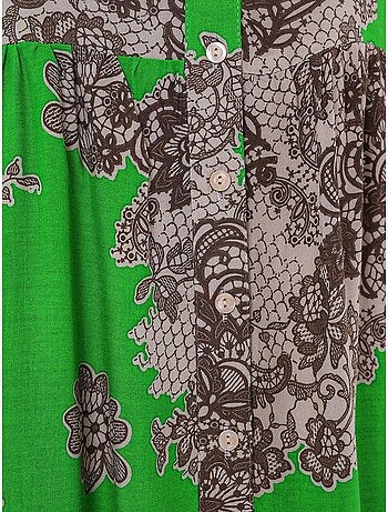 Abito maxi stampato con scollo a v e chiusura con bottoni bdart