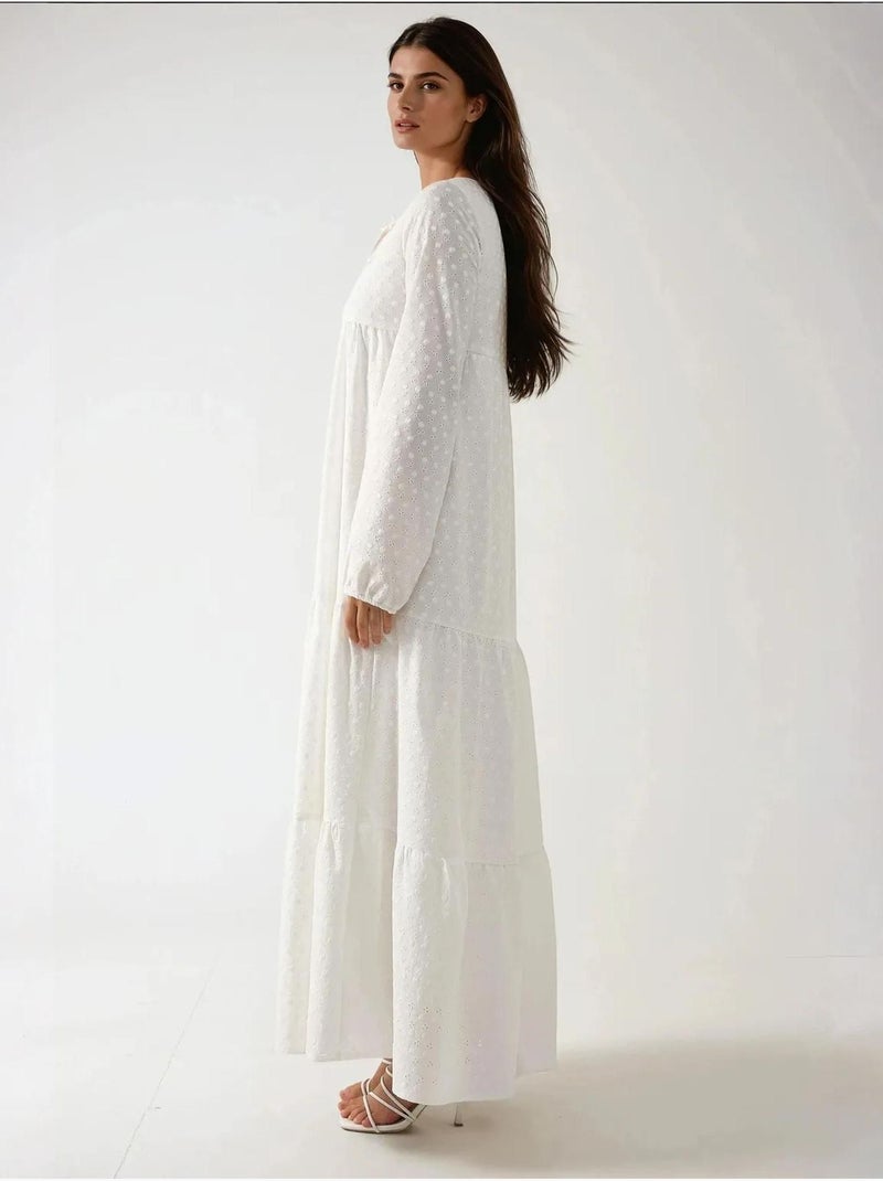 Abito maxi testurizzato con girocollo hiccup Bianco - Kiabi