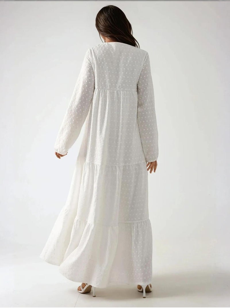 Abito maxi testurizzato con girocollo hiccup Bianco - Kiabi