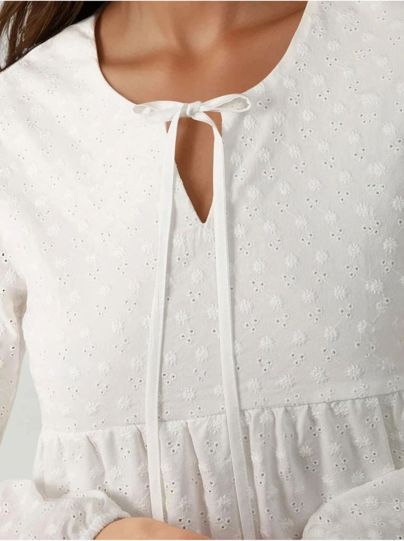 Abito maxi testurizzato con girocollo hiccup Bianco - Kiabi