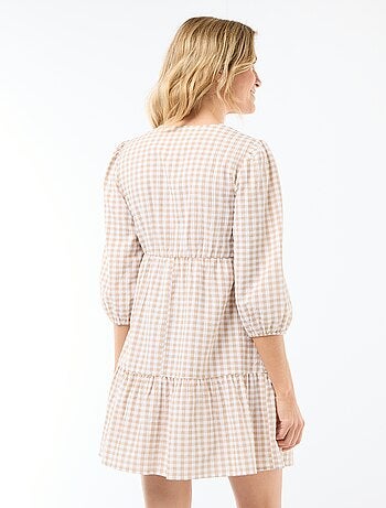 Abito midi a balze a quadri