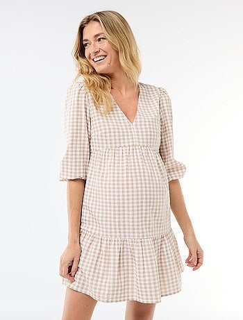 Abito midi a balze a quadri