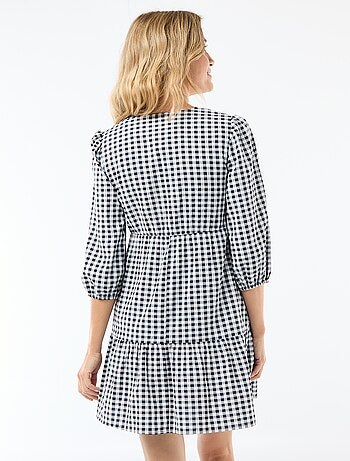 Abito midi a balze a quadri