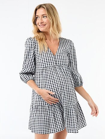 Abito midi a balze a quadri