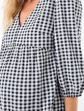 Abito midi a balze a quadri