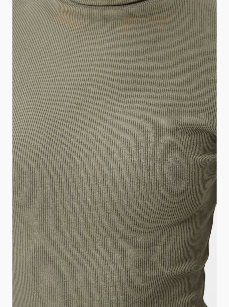 Abito midi a collo alto a coste tommy Verde - Kiabi