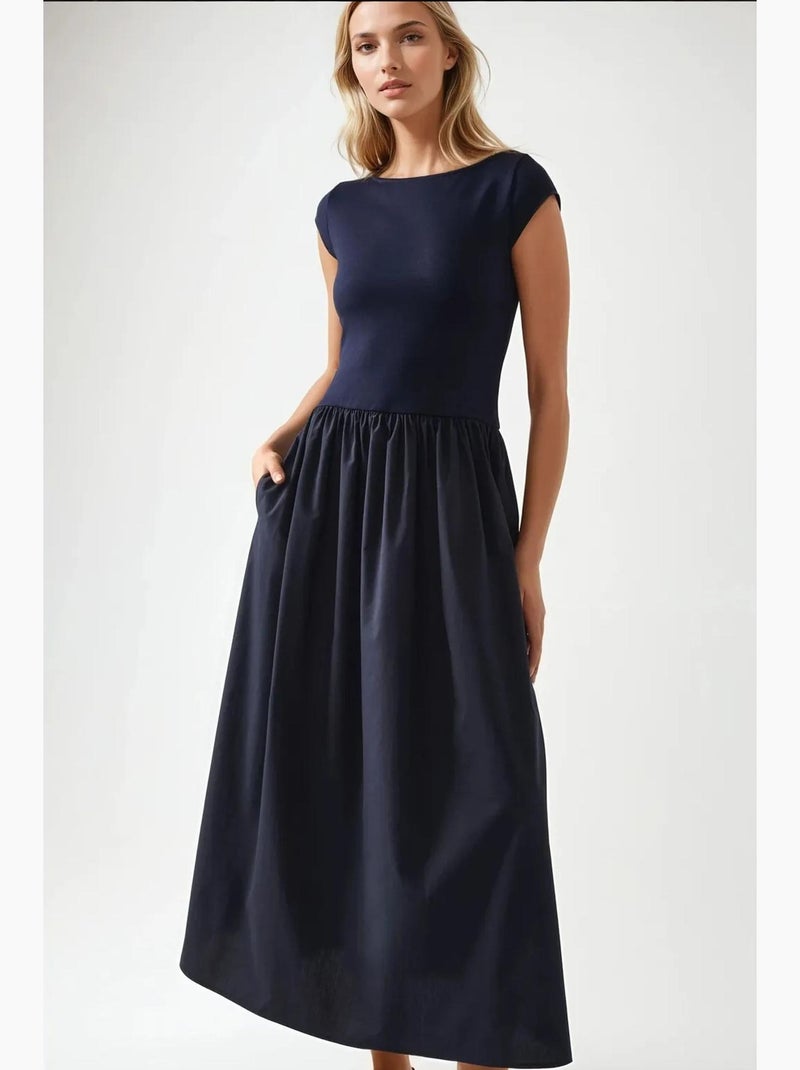 Abito midi a contrasto hiccup Blu marino - Kiabi