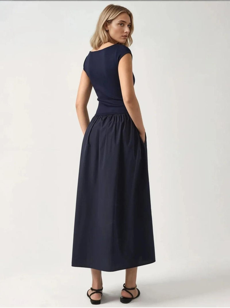 Abito midi a contrasto hiccup Blu marino - Kiabi