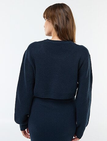 Abito midi a coste + maglioncino cropped premaman