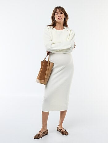 Abito midi a coste + maglioncino cropped premaman