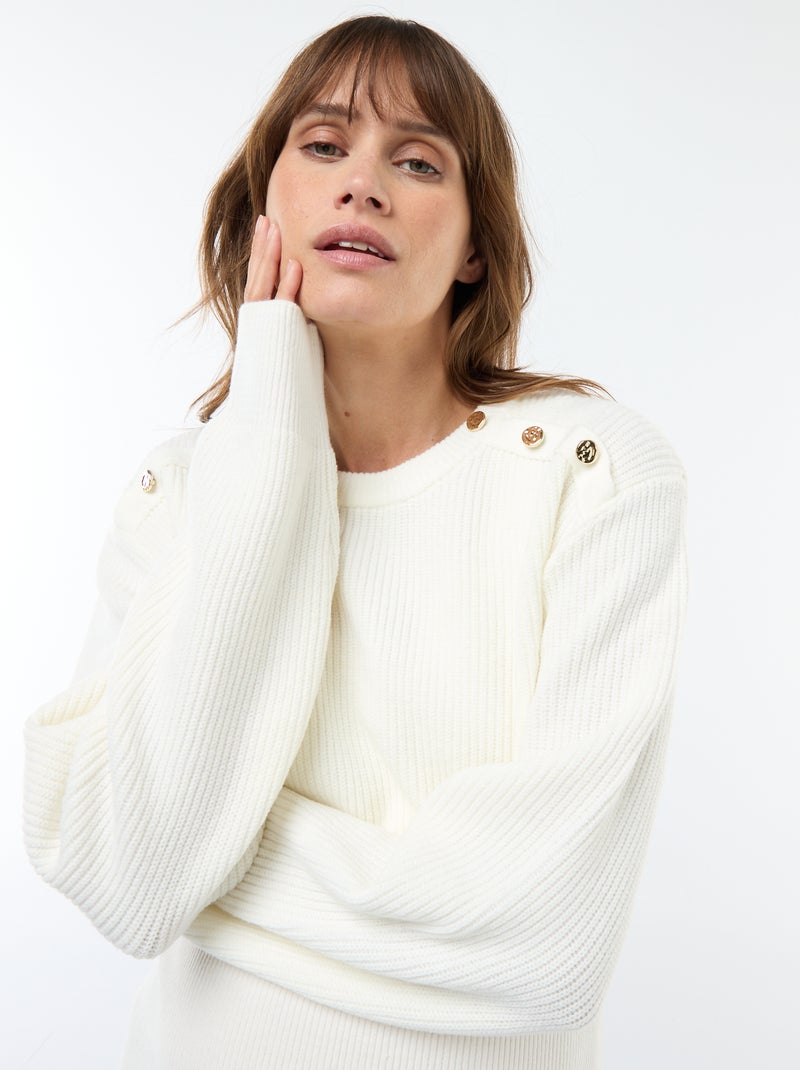 Abito midi a costine + maglione cropped premaman Bianco - Kiabi