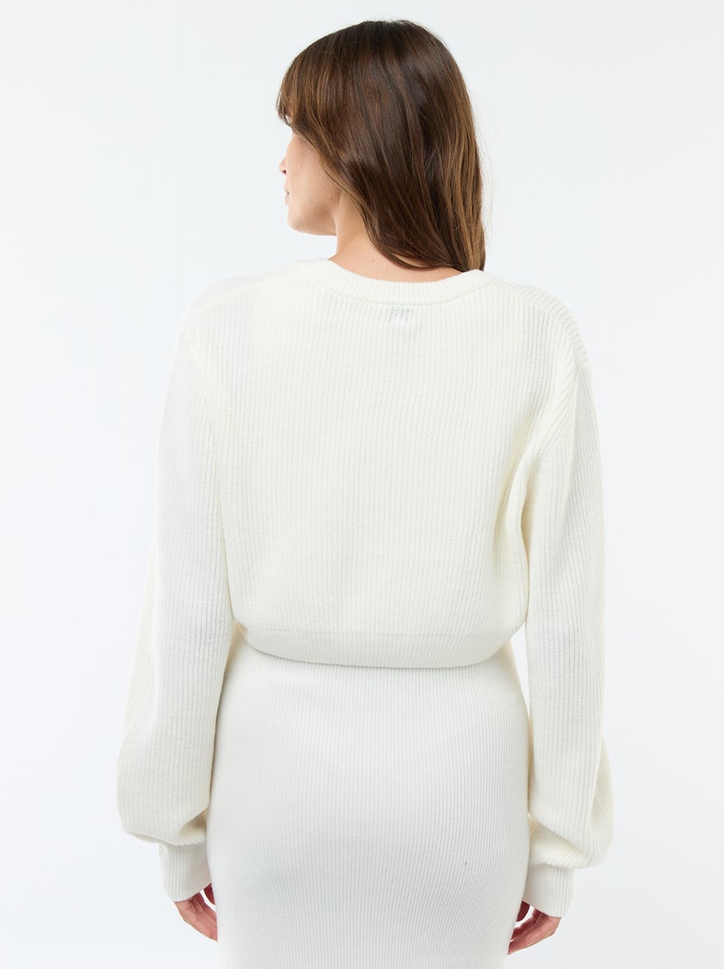 Abito midi a costine + maglione cropped premaman Bianco - Kiabi