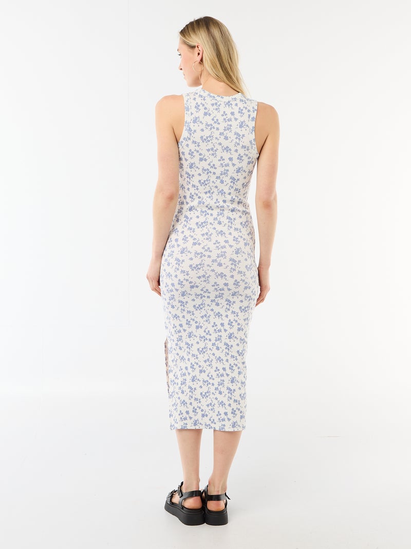 Abito midi a costine senza maniche Beige - Kiabi