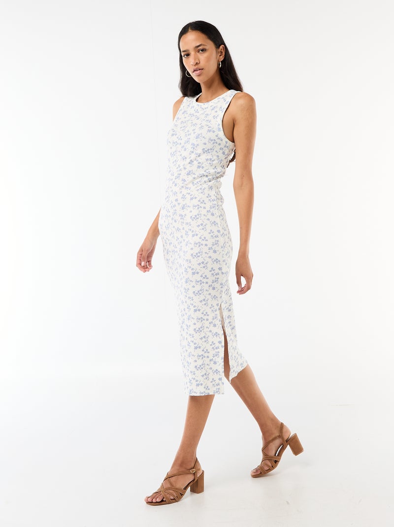 Abito midi a costine senza maniche Beige - Kiabi