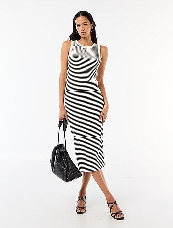 Abito midi a costine senza maniche