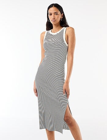 Abito midi a costine senza maniche