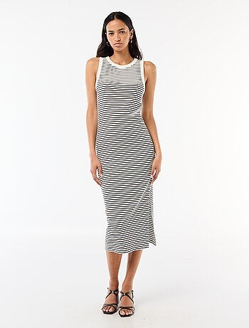 Abito midi a costine senza maniche