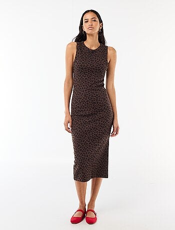 Abito midi a costine senza maniche