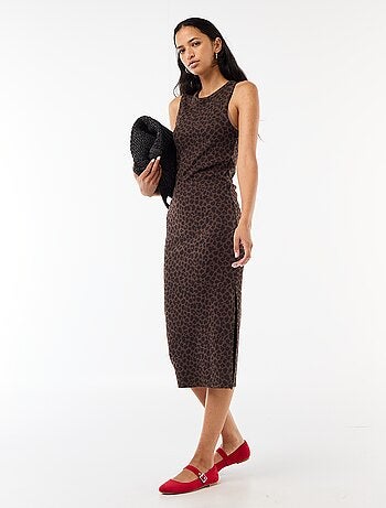 Abito midi a costine senza maniche