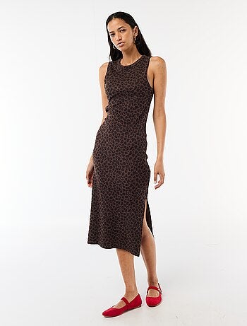 Abito midi a costine senza maniche