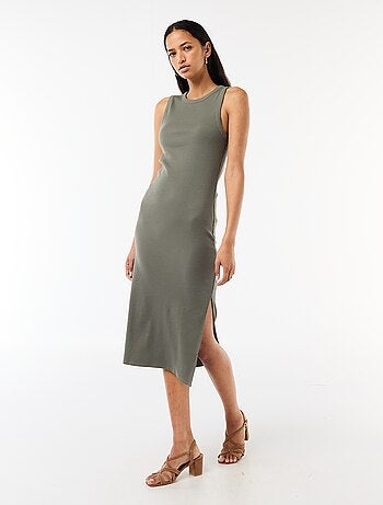 Abito midi a costine senza maniche