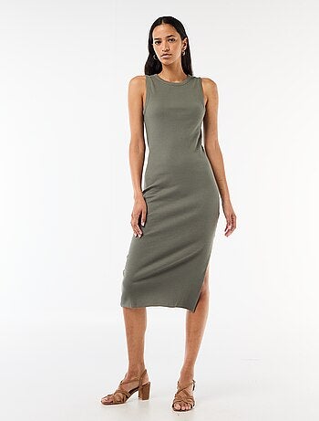 Abito midi a costine senza maniche