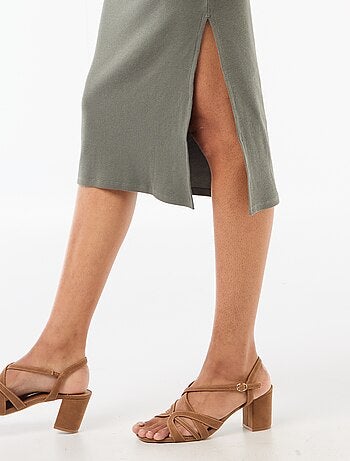 Abito midi a costine senza maniche