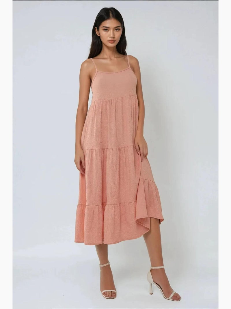 Abito midi a forma di a testurizzato hiccup Rosa - Kiabi