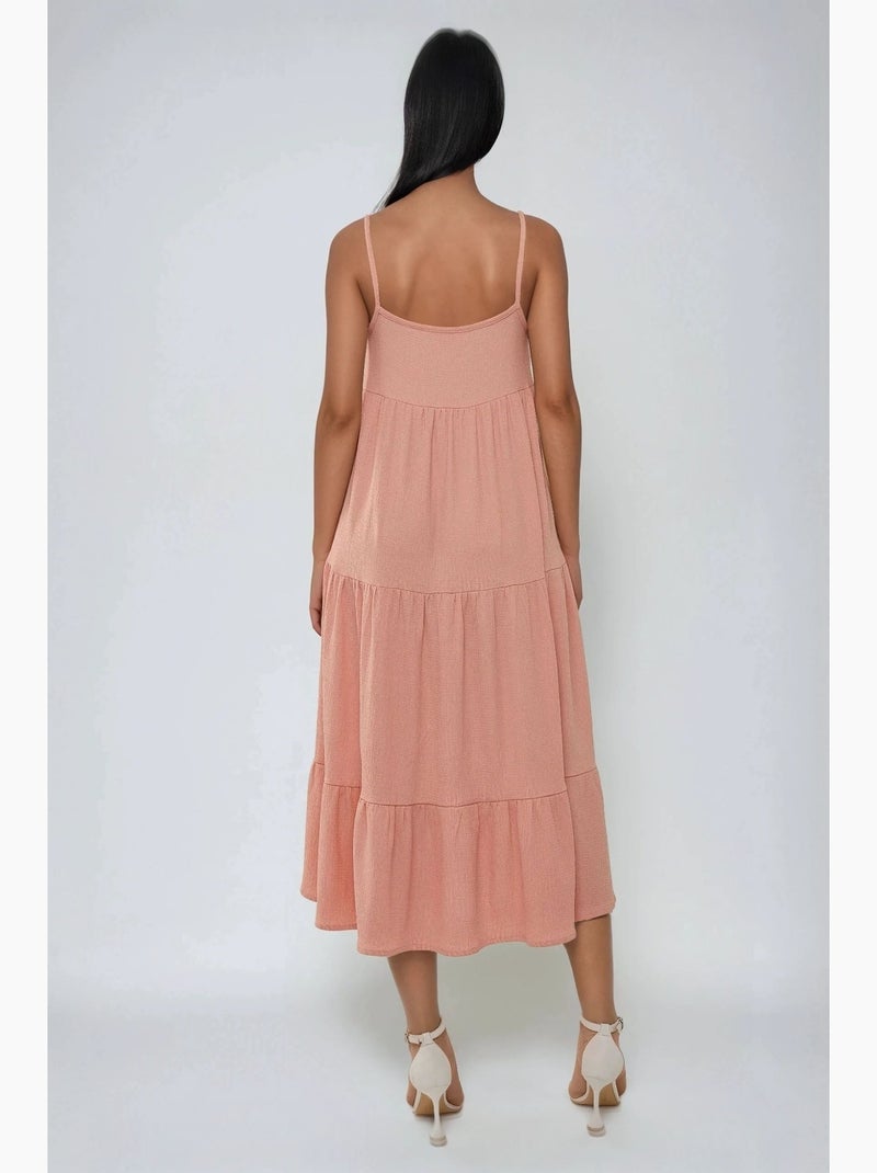 Abito midi a forma di a testurizzato hiccup Rosa - Kiabi