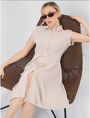 Abito midi a linea a con colletto a camicia, abbottonatura e dettaglio a bordino bdart