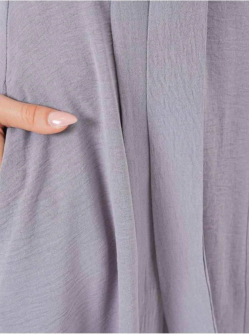 Abito midi a linea a con colletto a camicia, abbottonatura e dettaglio a bordino bdart Grigio - Kiabi