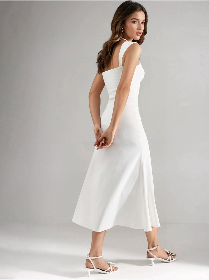 Abito midi a linea a con colletto a cuore hiccup Bianco - Kiabi