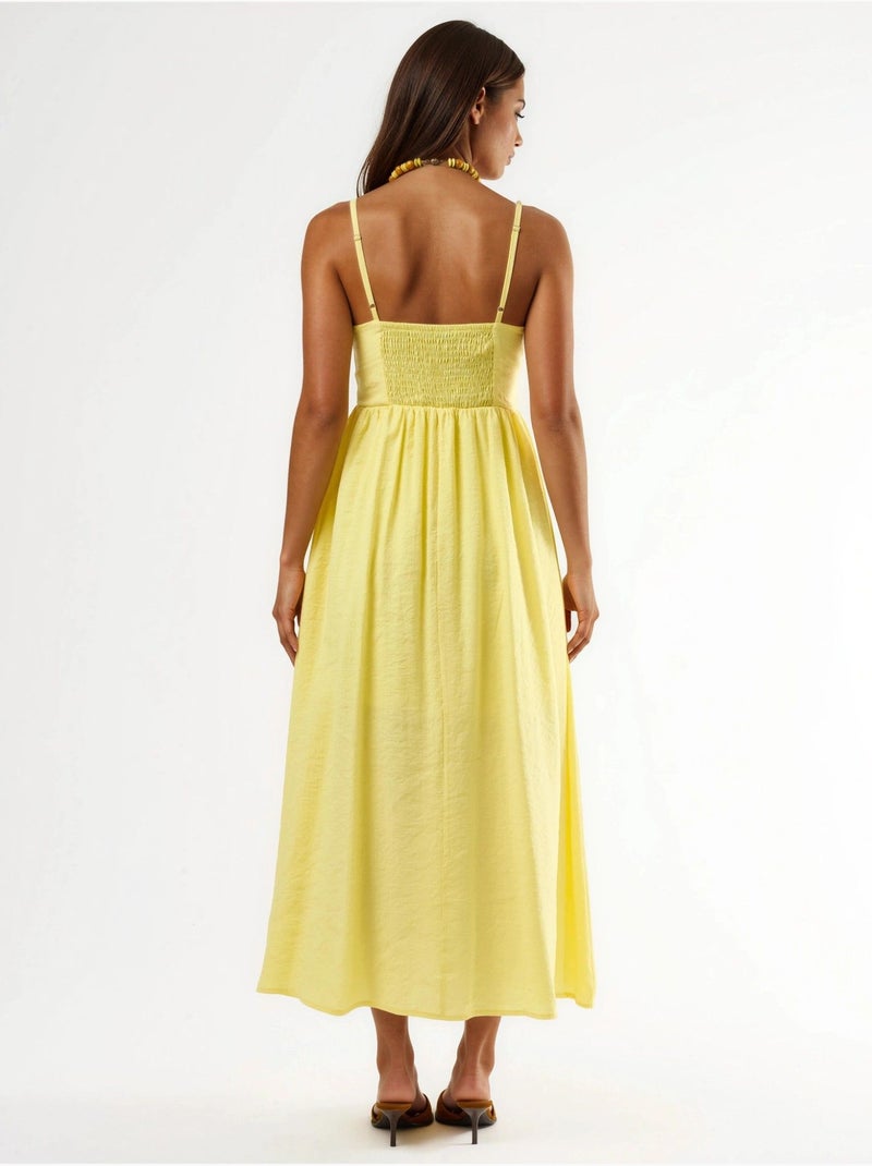 Abito midi a linea a con dettaglio accessorio busem Giallo limone - Kiabi