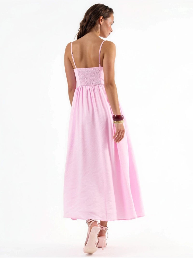 Abito midi a linea a con dettaglio accessorio busem Rosa pallido - Kiabi