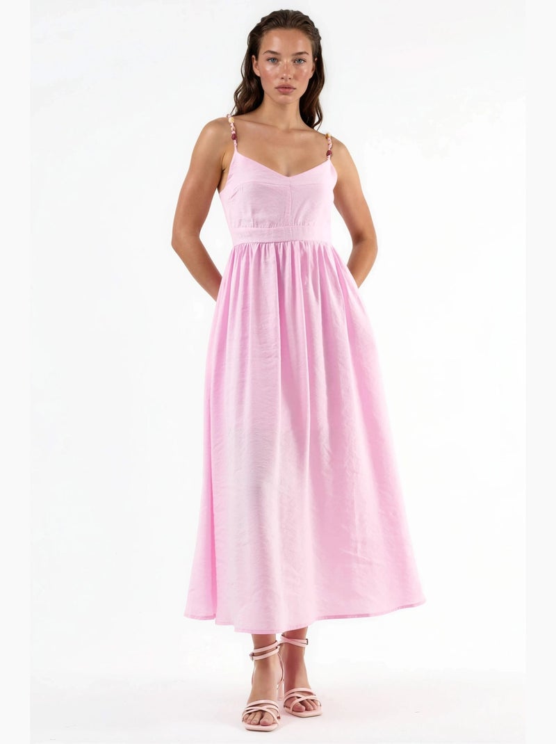 Abito midi a linea a con dettaglio accessorio busem Rosa pallido - Kiabi