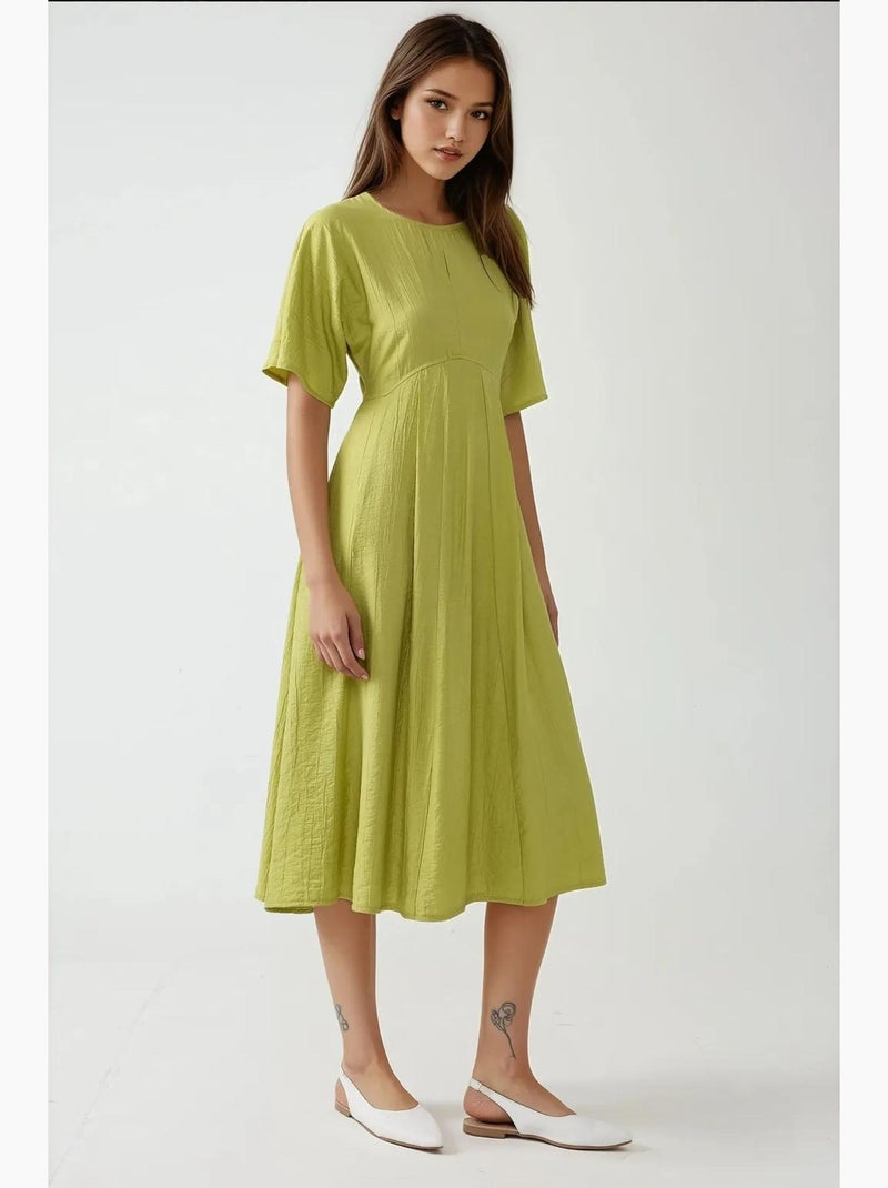 Abito midi a linea a con girocollo hiccup Verde kaki - Kiabi