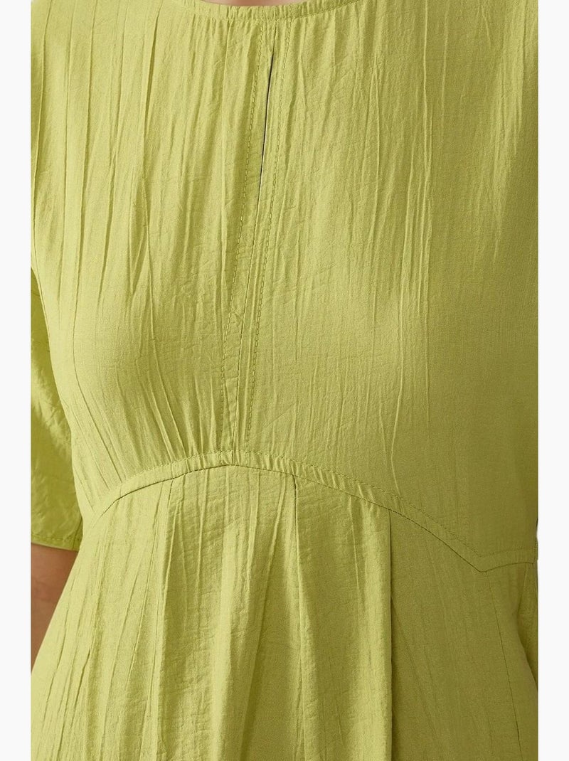 Abito midi a linea a con girocollo hiccup Verde kaki - Kiabi