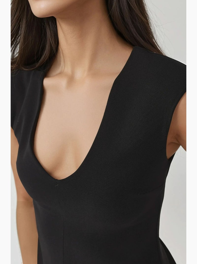 Abito midi a linea a con scollo a v busem Nero - Kiabi
