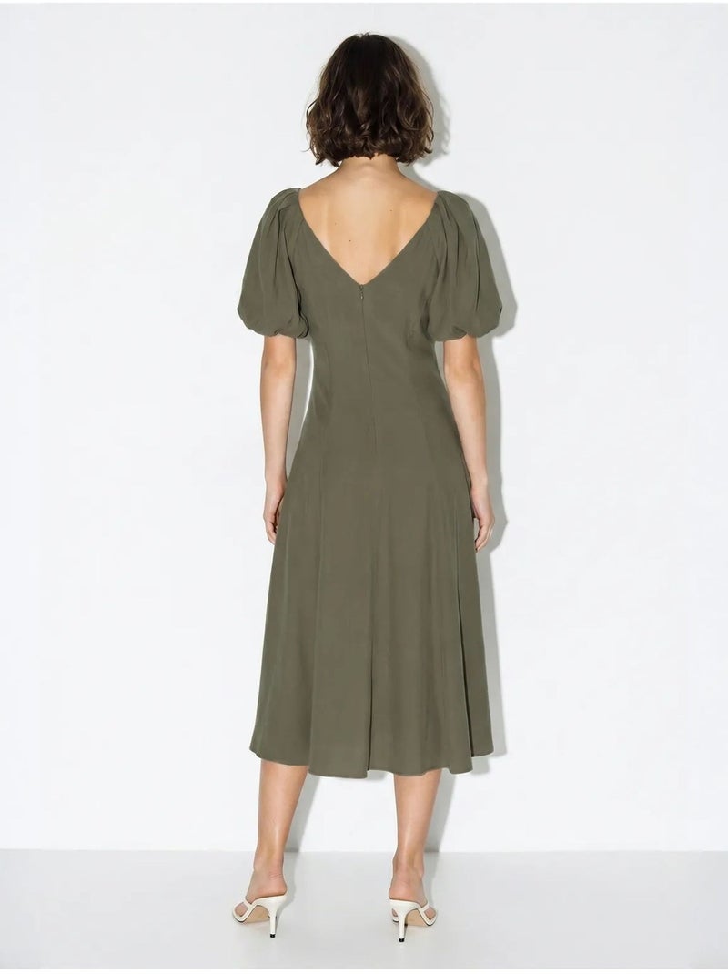Abito midi a linea a con scollo a v e zip lucci Cachi - Kiabi