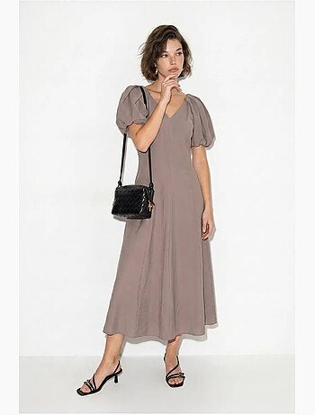 Abito midi a linea a con scollo a v e zip lucci