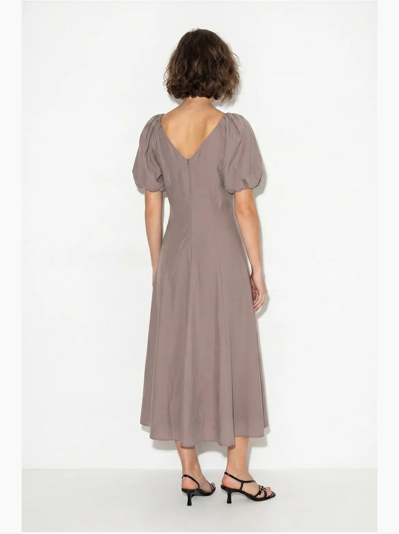 Abito midi a linea a con scollo a v e zip lucci Malva - Kiabi