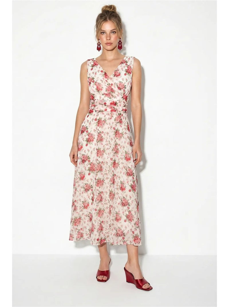 Abito midi a linea a floreale lucci Rosa/Bianco - Kiabi