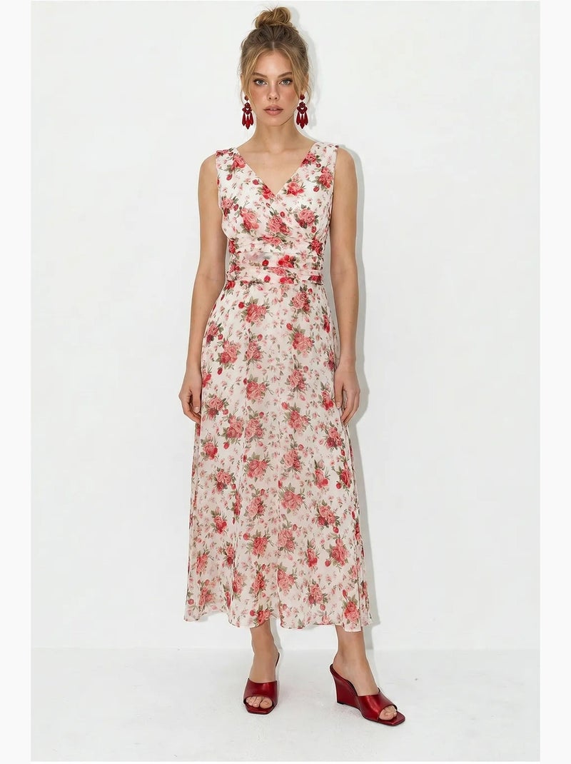Abito midi a linea a floreale lucci Rosa/Bianco - Kiabi
