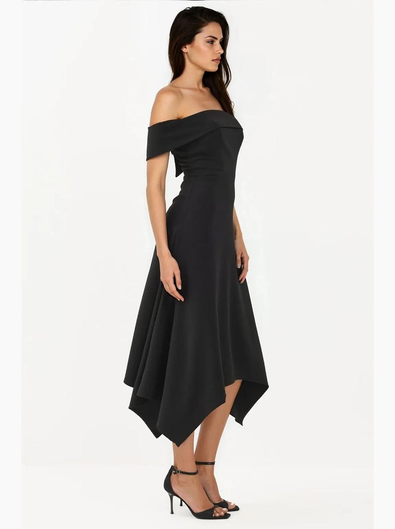 Abito midi a linea a spalle scoperte hiccup Nero - Kiabi