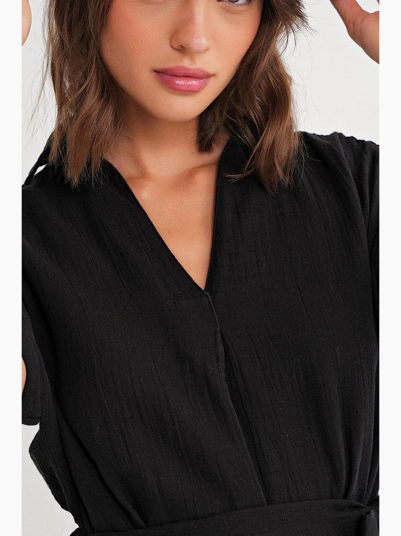 Abito midi a maniche corte con cintura mixray Nero - Kiabi