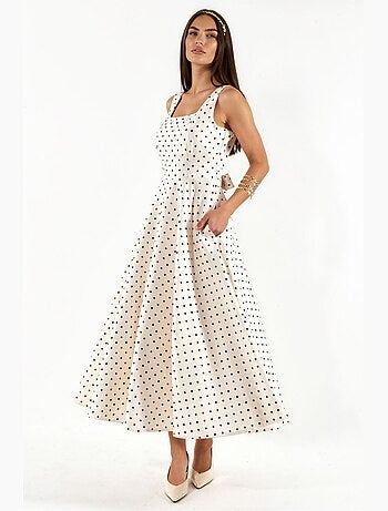 Abito midi a pois con dettaglio a fiocco hiccup