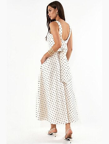 Abito midi a pois con dettaglio a fiocco hiccup