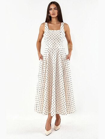 Abito midi a pois con dettaglio a fiocco hiccup