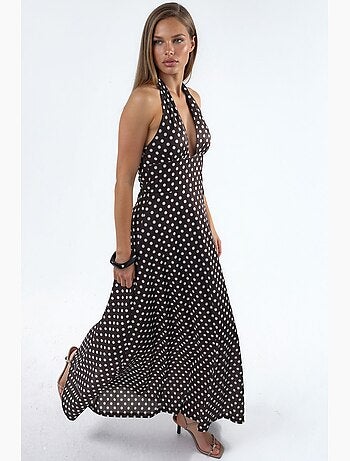Abito midi a pois con scollo all’americana hiccup