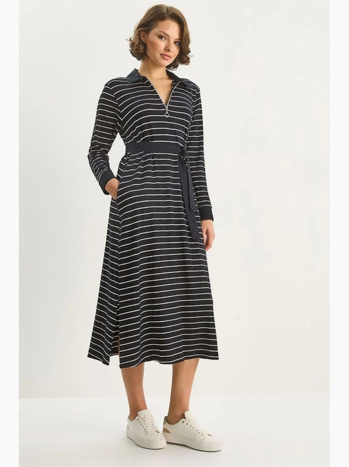 Abito midi a righe con colletto a camicia lucci - Kiabi Abito midi a righe con colletto a camicia lucci - Kiabi